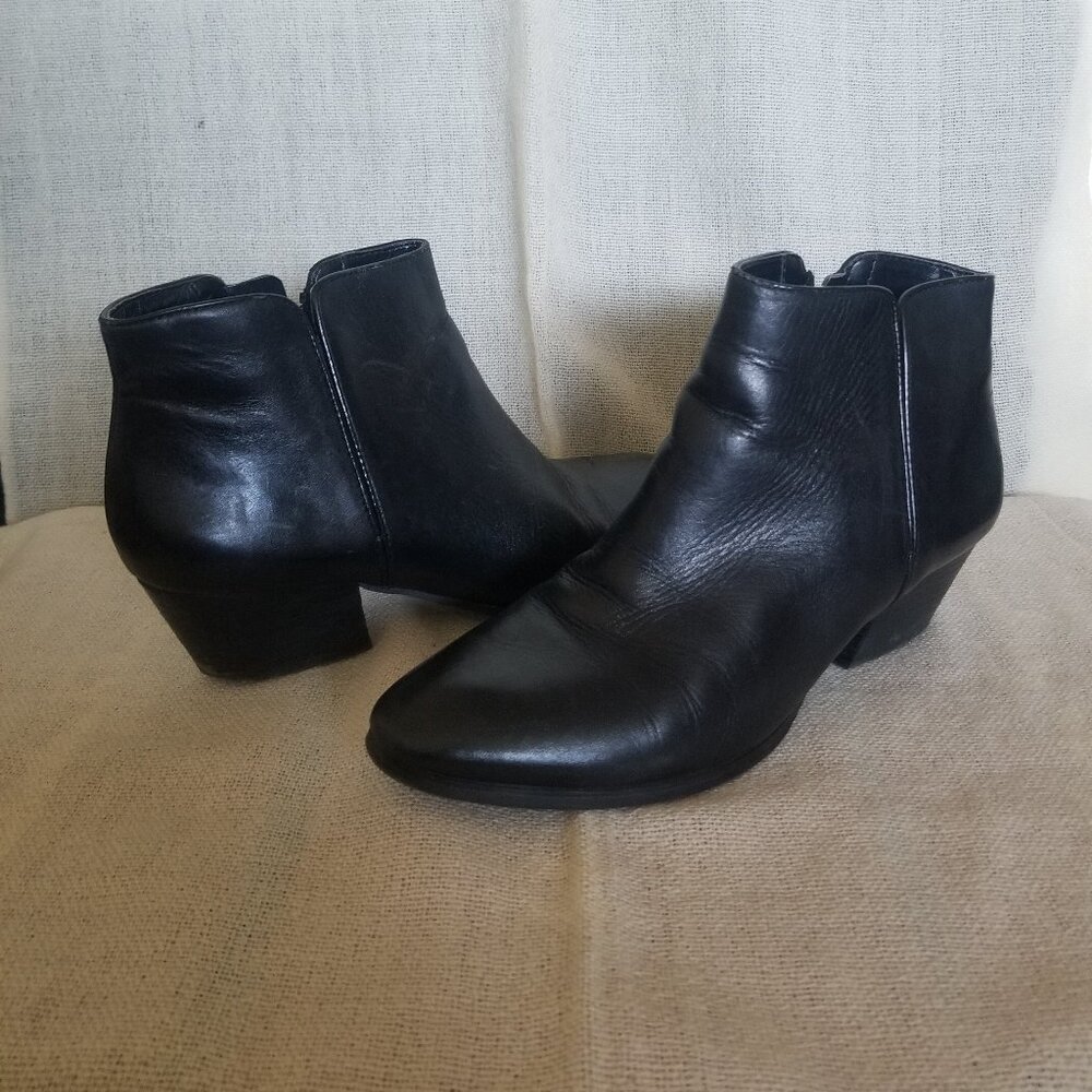 FRANCO SARTO BLACK LEATHER ANKLE BOOTS